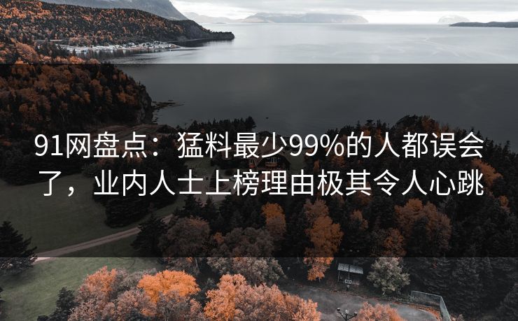 91网盘点：猛料最少99%的人都误会了，业内人士上榜理由极其令人心跳