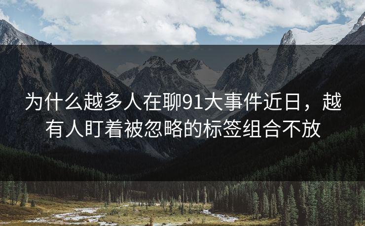 为什么越多人在聊91大事件近日，越有人盯着被忽略的标签组合不放
