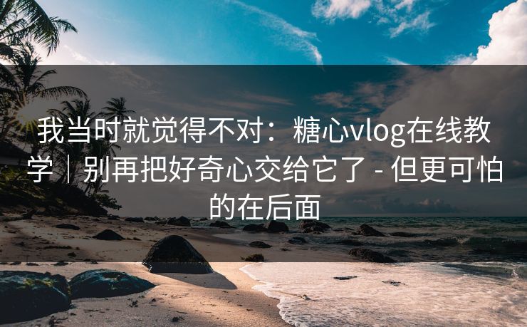 我当时就觉得不对：糖心vlog在线教学｜别再把好奇心交给它了 - 但更可怕的在后面